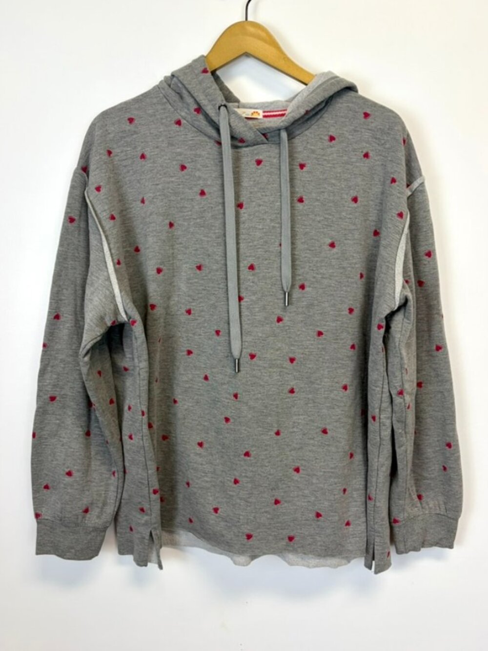 C&C California Gray with Red Hearts Hoodie Sweatshirt